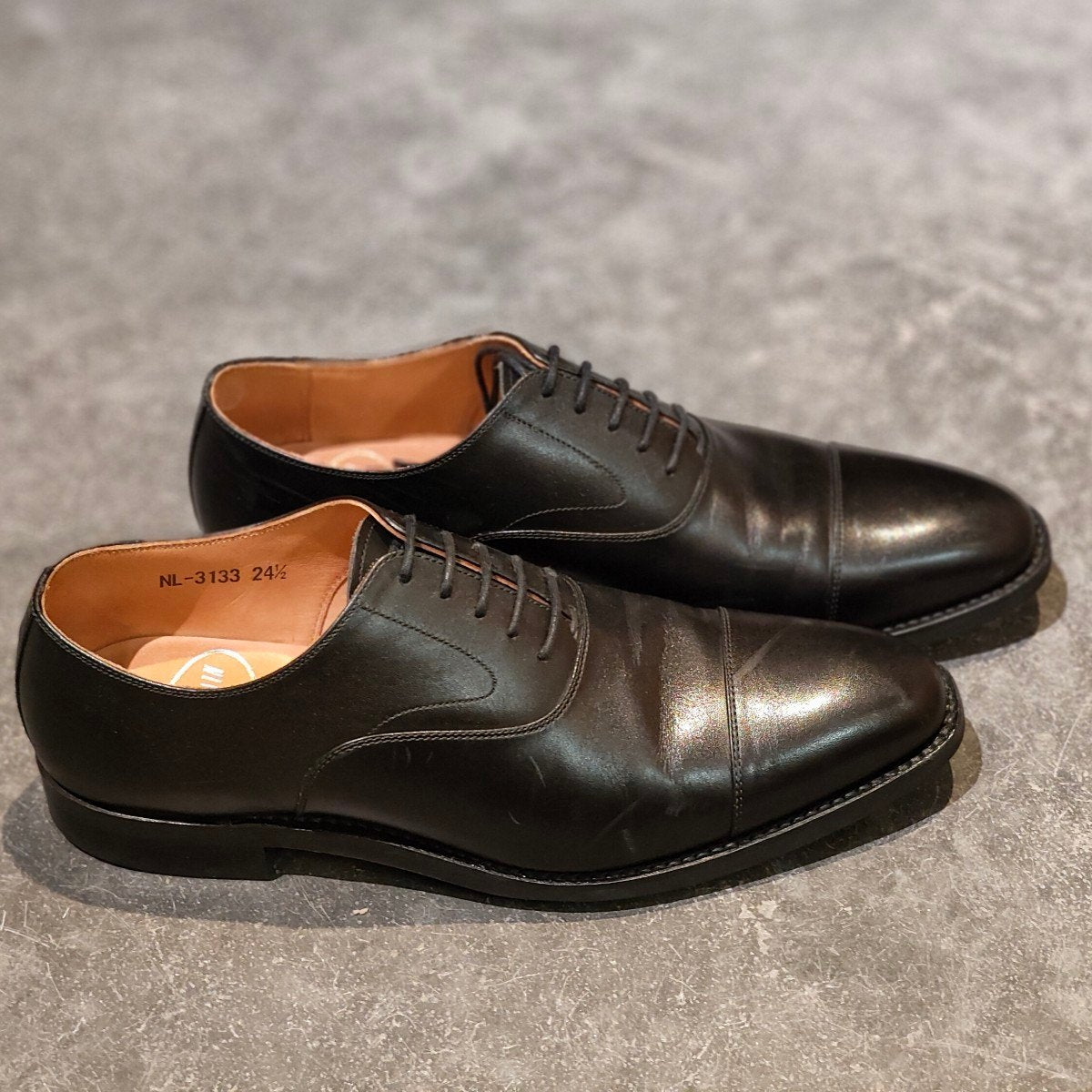 極美品【SCOTCH GRAIN】スコッチグレイン 3133 ストレートチップ カーフ ブラック サイズ 24.5