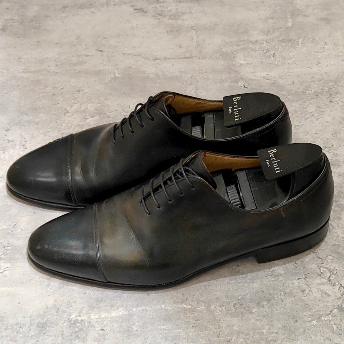 【Berluti】ベルルッティ ストレートチップ ステッチ カーフ グリーンパティーヌ サイズUK6