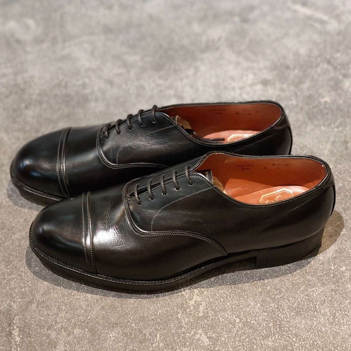 希少 試着程度【CROCKETT&JONES】クロケット&ジョーンズ 旧ロゴ キャップトゥオックスフォード  ブラック サイズUK6G