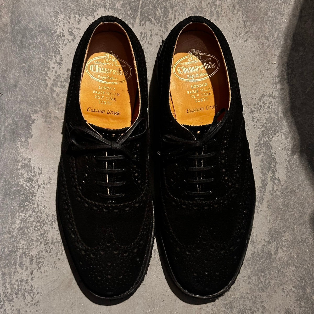 極美品【Church's】チャーチ フェアフィールド フルブローグ 5都市 スエード ブラック サイズ UK65F 81ラスト