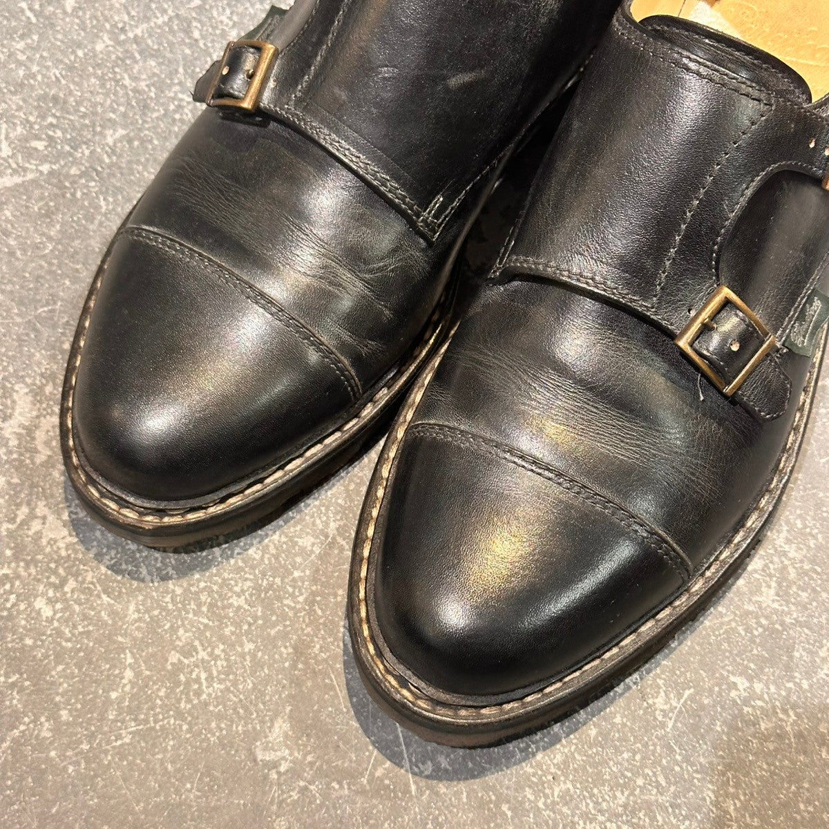 【PARABOOT】パラブーツ ウィリアム ダブルモンク カーフ ブラック サイズUK7