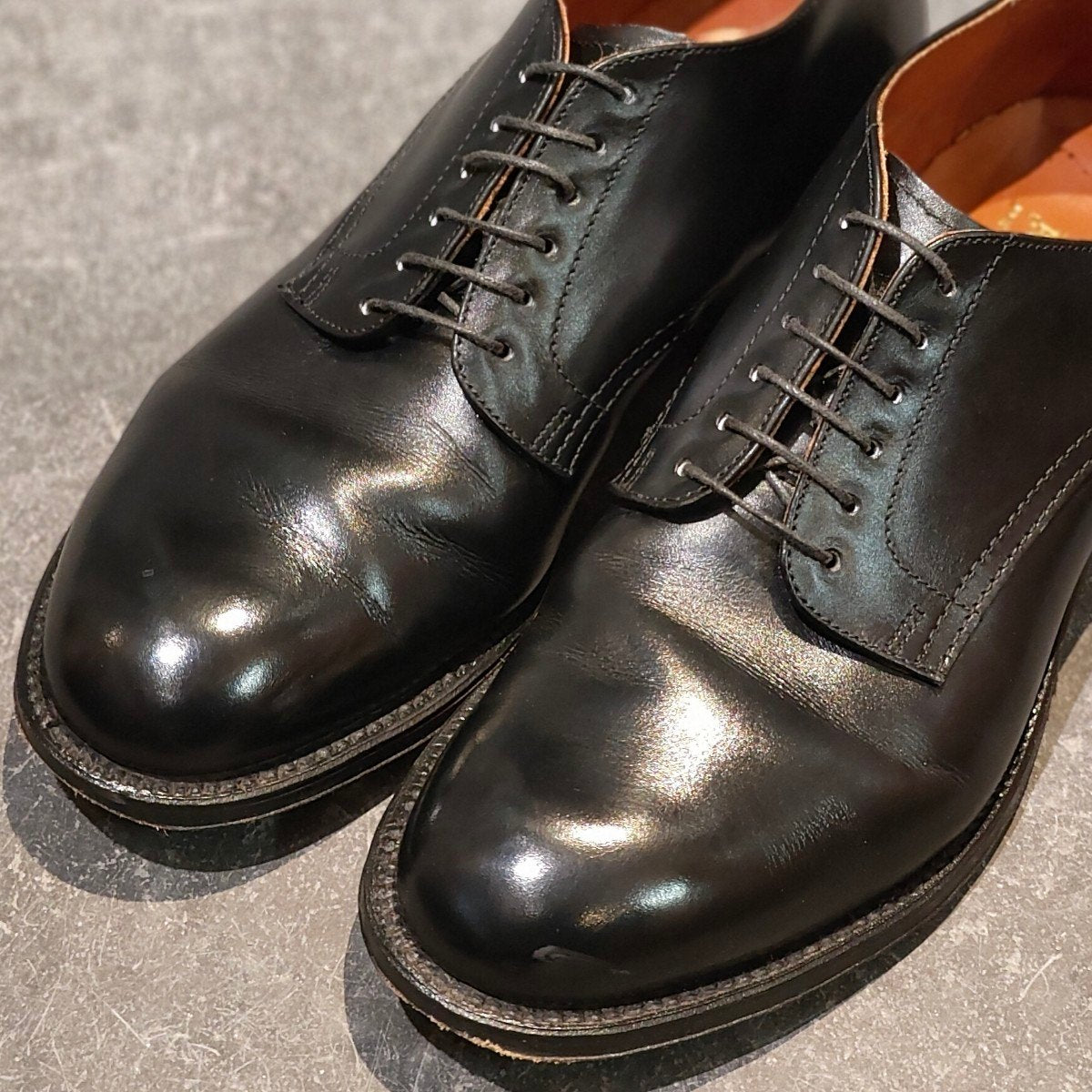 極美品【ALDEN】オールデン アナトミカ別注 5379 プレーントゥ モディファイドラスト ブラック カーフ サイズUS7D モディファイドラスト
