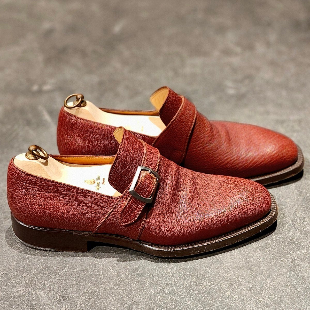 希少 美品【Stefano Bemer】ステファノベーメル シングルモンク グレインレザー ボルドー サイズ 40