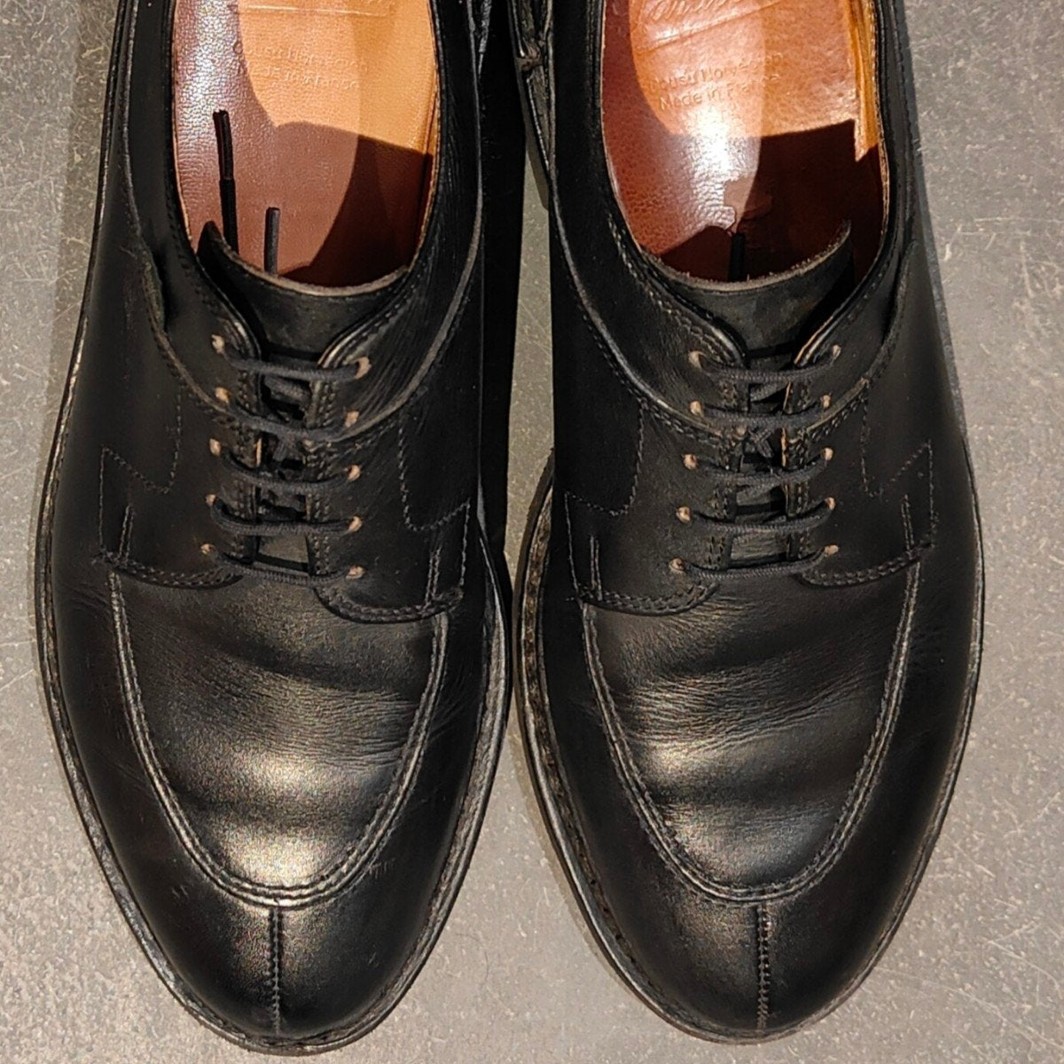 美品【Paraboot】パラブーツ アヴィニョン Uチップ リスレザー ブラック サイズUK7 参考定価￥96,800-
