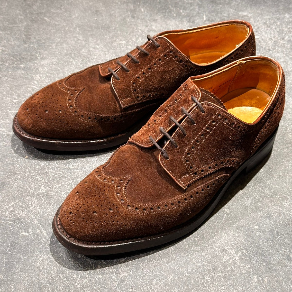 【CROCKETT&JONES】クロケット＆ジョーンズ カーディフ ウイングチップ スエード ブラウンサイズUK7.5E