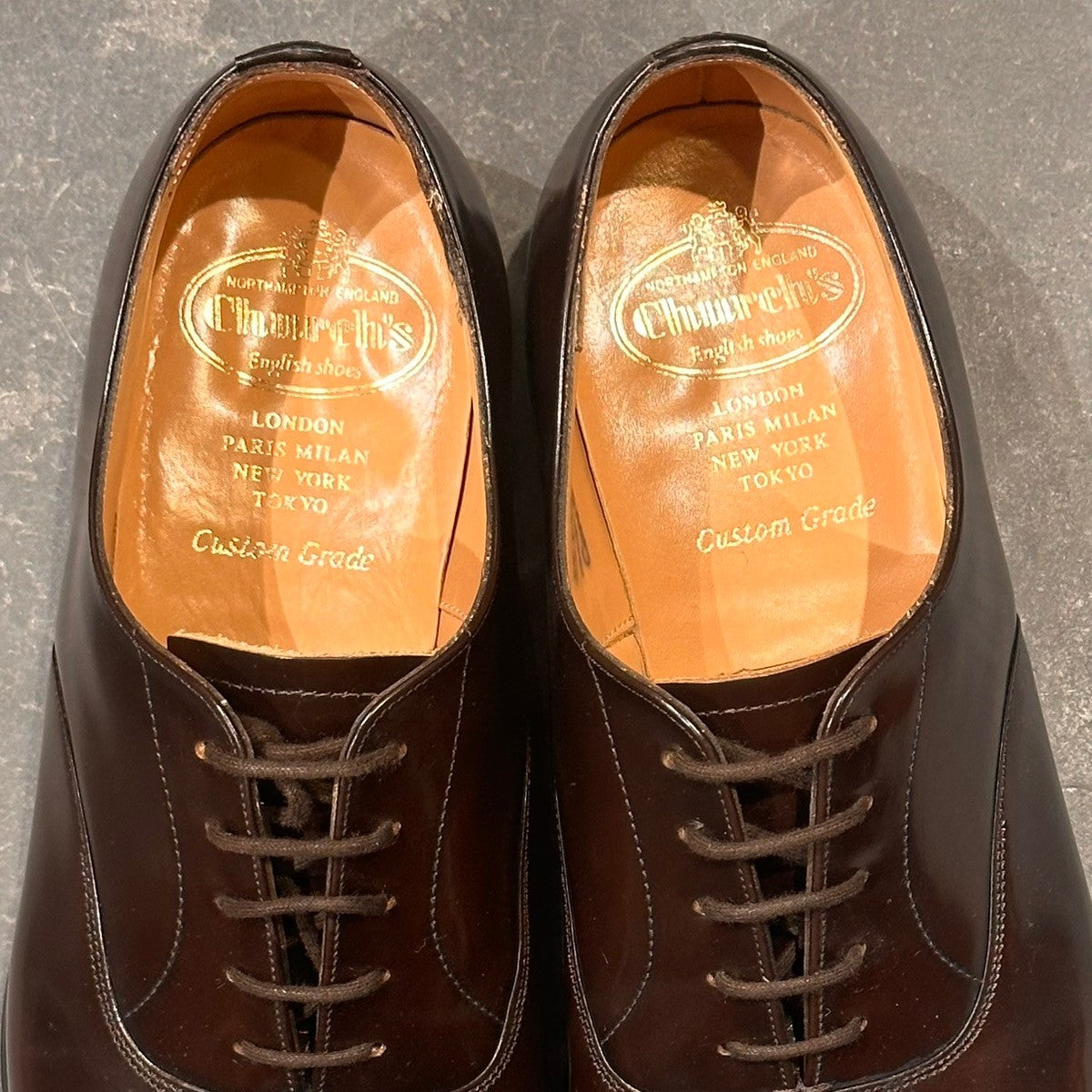 美品【Church’s】チャーチ コンサル 5都市 ストレートチップ ポリッシュドバインダーカーフ ダークブラウン サイズUK85F 173ラスト