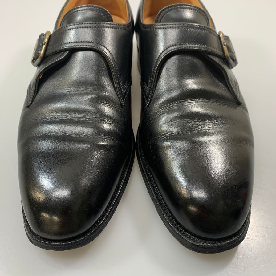 【J.M.WESTON】ジェイエムウエストン ウエストンヴィンテージ レザーシューズ シングルモンク プレーントゥ カーフ ブラック サイズUK7D