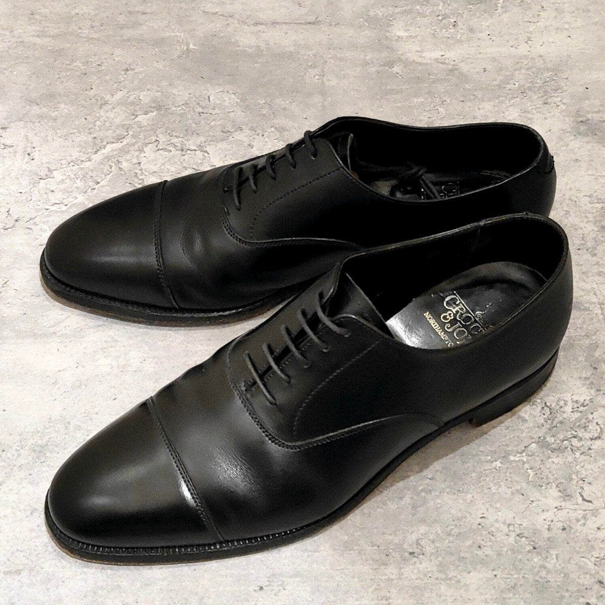【CROCKETT&JONES】クロケット&ジョーンズ ケント ストレートチップ カーフ ブラック サイズUK6E