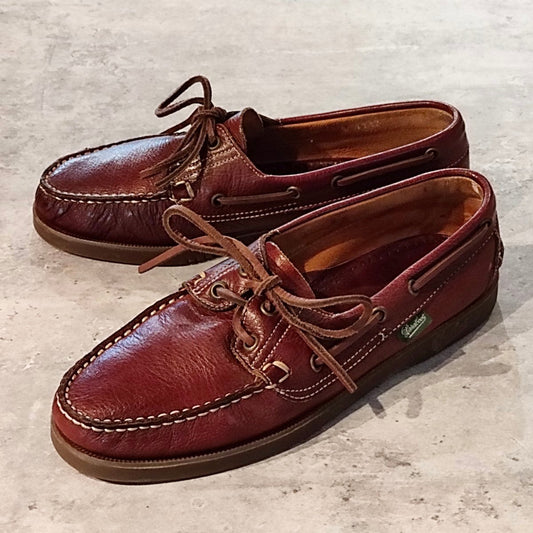 美品【PARABOOT】パラブーツ バース デッキシューズ セーフ（鹿革）アンラインド バーガンディ サイズ5 参考定価￥57,200-