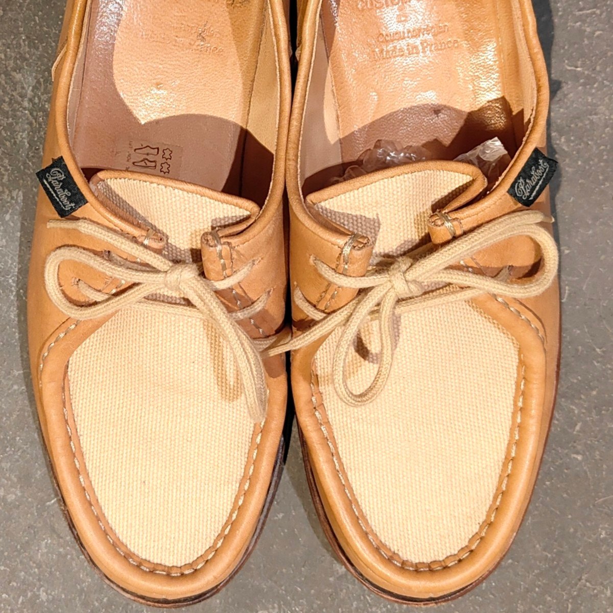 希少 美品【Paraboot】パラブーツ ミカエル カスタムグレード チロリアン カーフ キャンバス生地コンビ ベージュ サイズ41 参考定価￥96,800-
