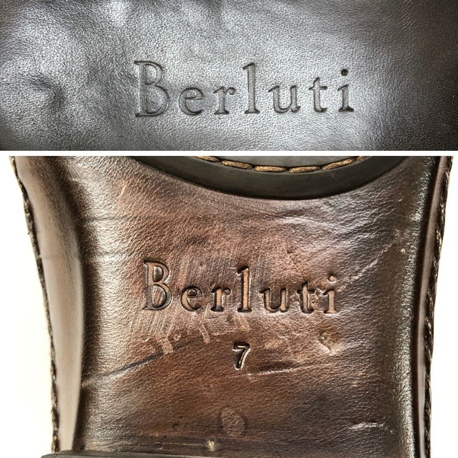 【Berluti】ベルルッティ レザーシューズ フルオパンケ製法 パティーヌ オルガ期 カーフ ブラウン サイズUK7 Berluti
