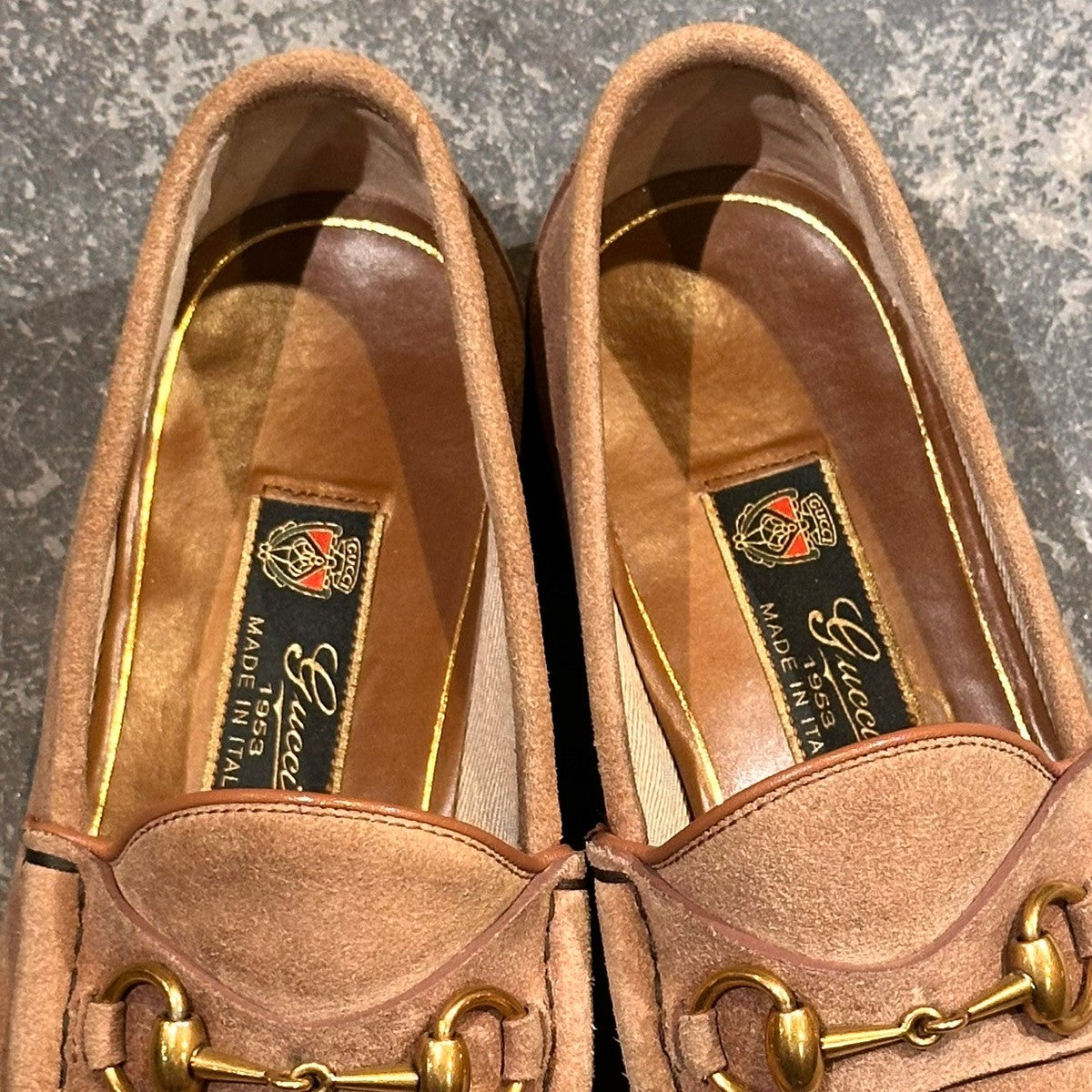【GUCCI】グッチ ビットローファー スエード ベージュ サイズUK6.5