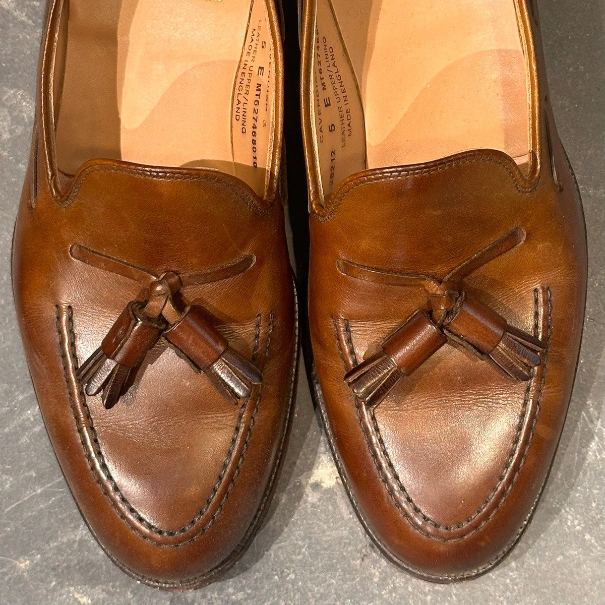 【CROCKETT&JONES】クロケット&ジョーンズ キャベンディッシュ3 タッセルローファー バーニッシュカーフ ダークブラウン サイズUK5E 375ラスト