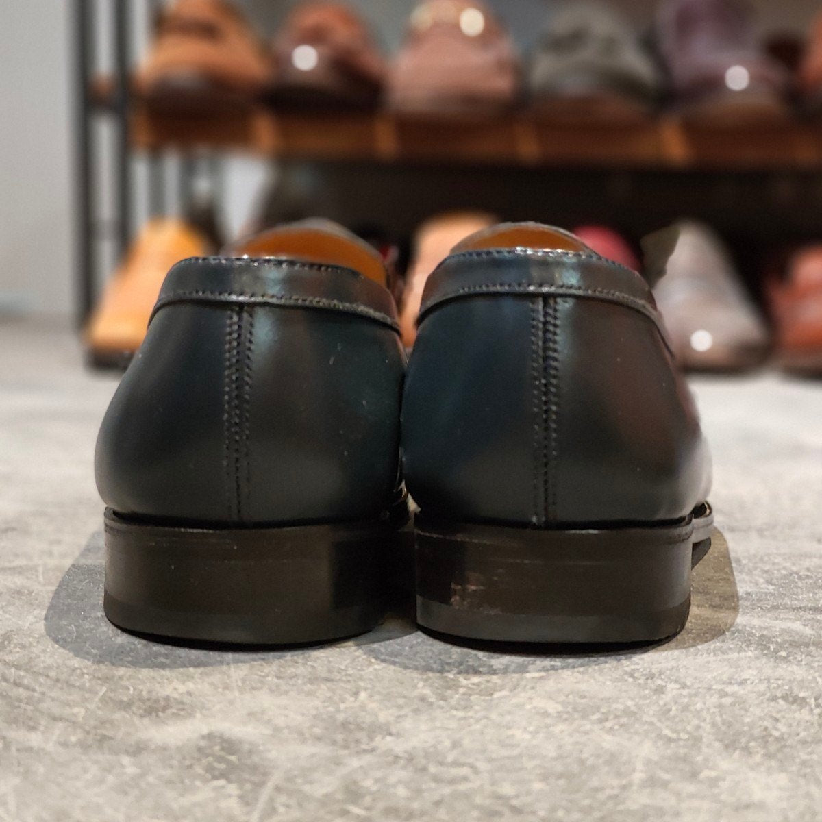 使用数回【J.M.WESTON】ジェイエムウエストン 180 シグニチャーローファー ボックスカーフ ブルー サイズ UK7E 41ラスト 参考定価￥165,000-