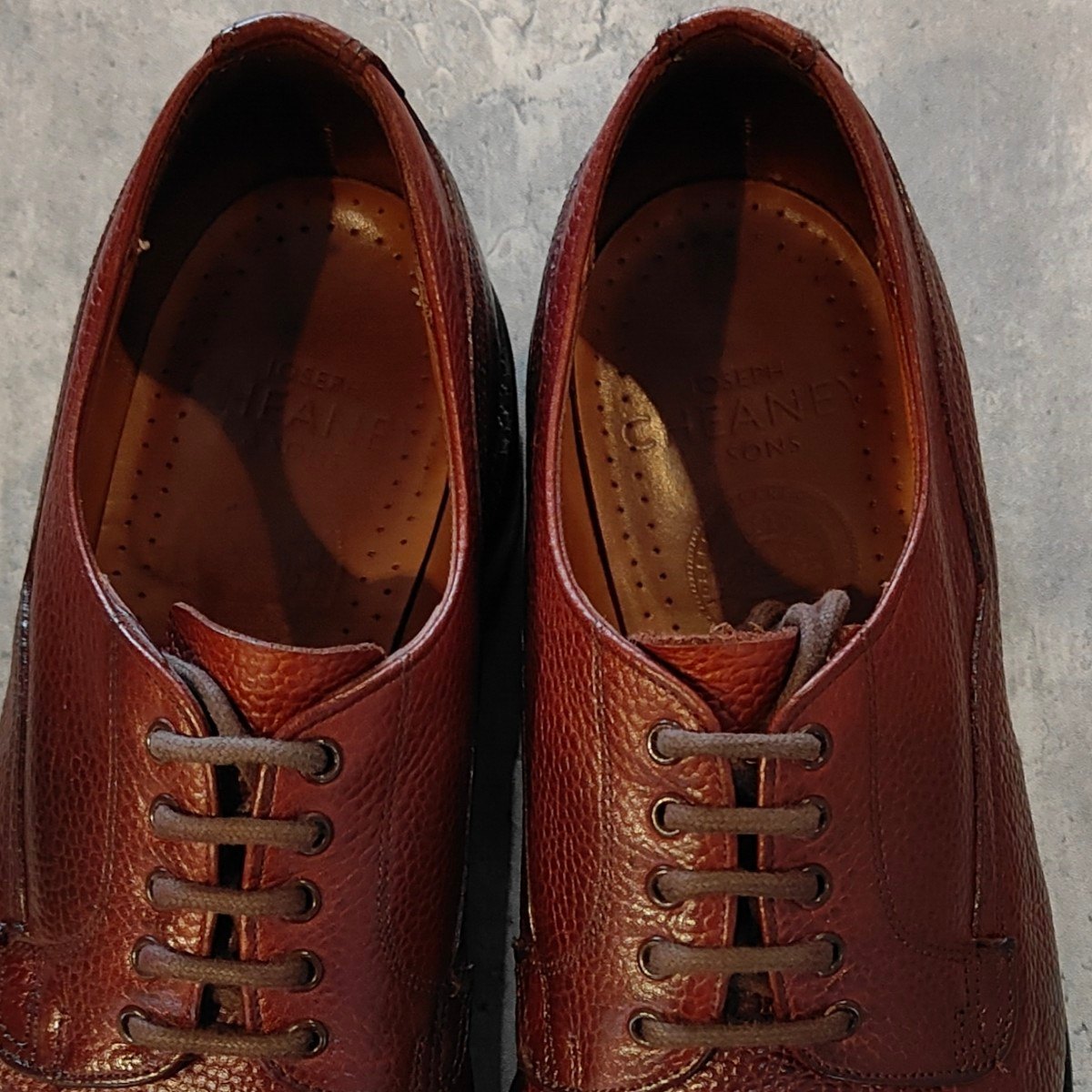使用数回【JOSEPH CHEANEY】ジョセフチーニー ケンゴン2 キャップトゥダービー グレインレザー バーガンディ サイズUK8 4436ラスト参考定価￥99,000-
