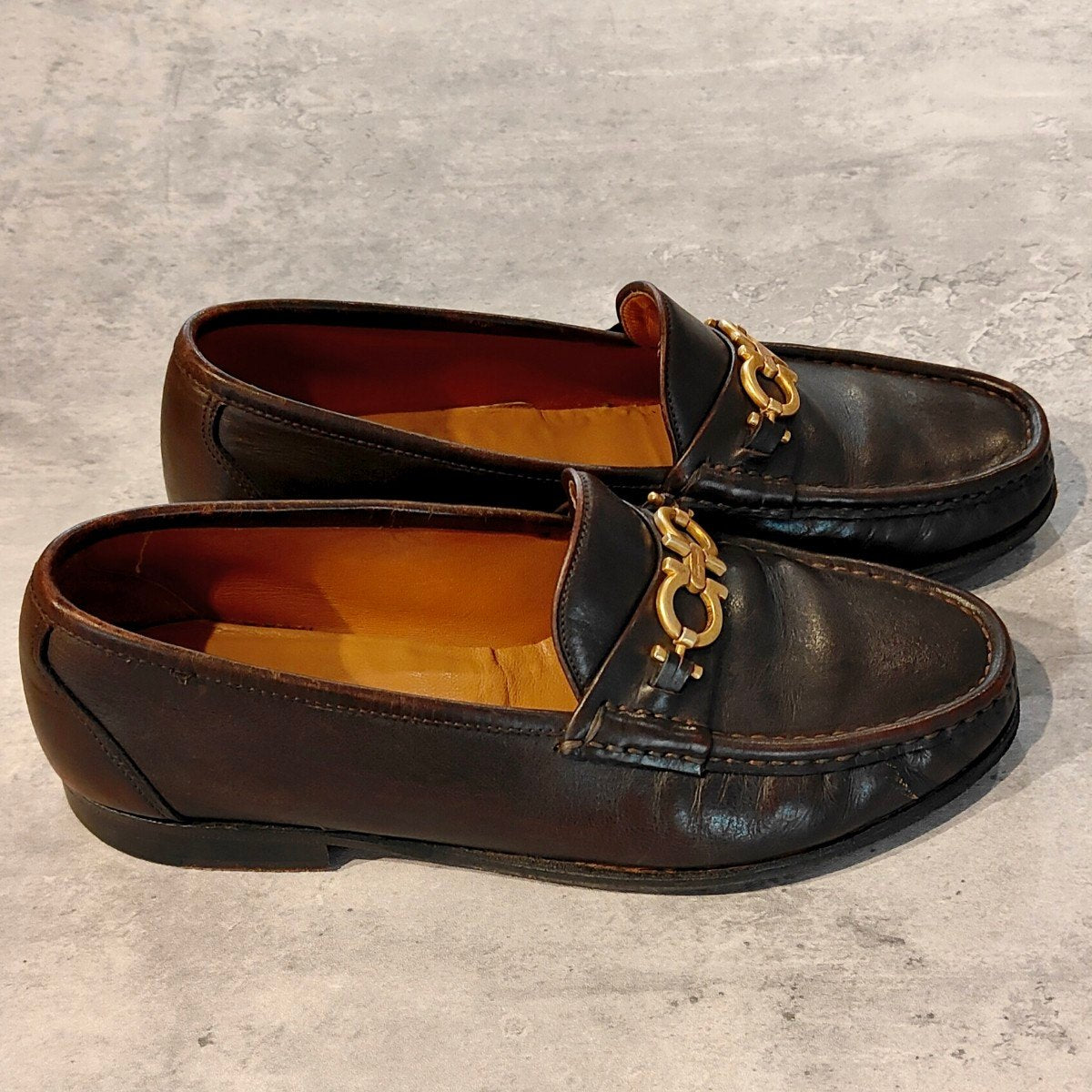 【Salvatore Ferragamo】サルバトーレ フェラガモ ビットローファー ガンチーニ カーフ ダークブラウン サイズUK7EE