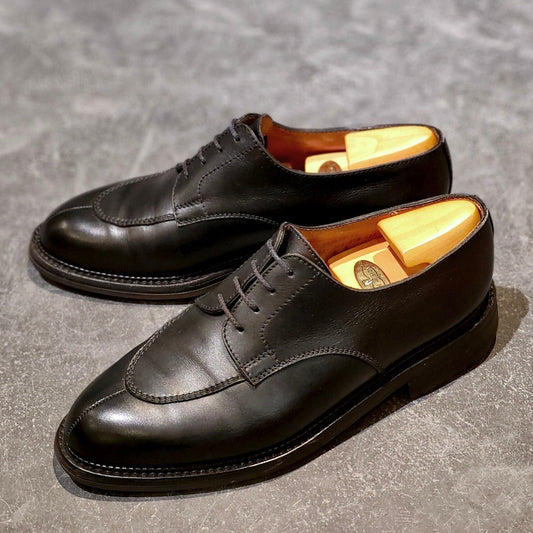 希少 【J.M.WESTON】ジェイエムウエストン 696 スプリットトゥダービー Uチップ ロシアンカーフ ブラック サイズ UK8Ｄ 23ラスト