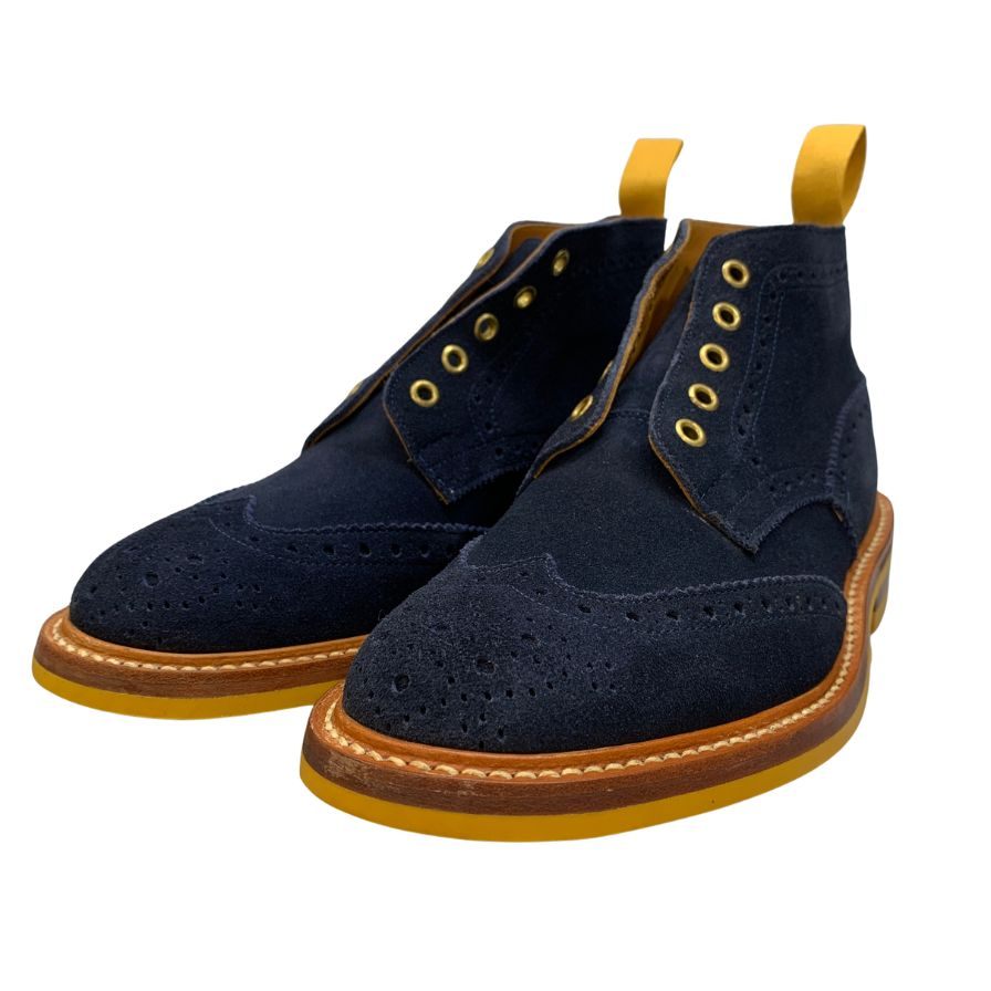 【オンライン限定】【Tricker's】トリッカーズ カントリーブーツ M5833 ウィングチップ スエード メンズ サイズ 8 ブルー系