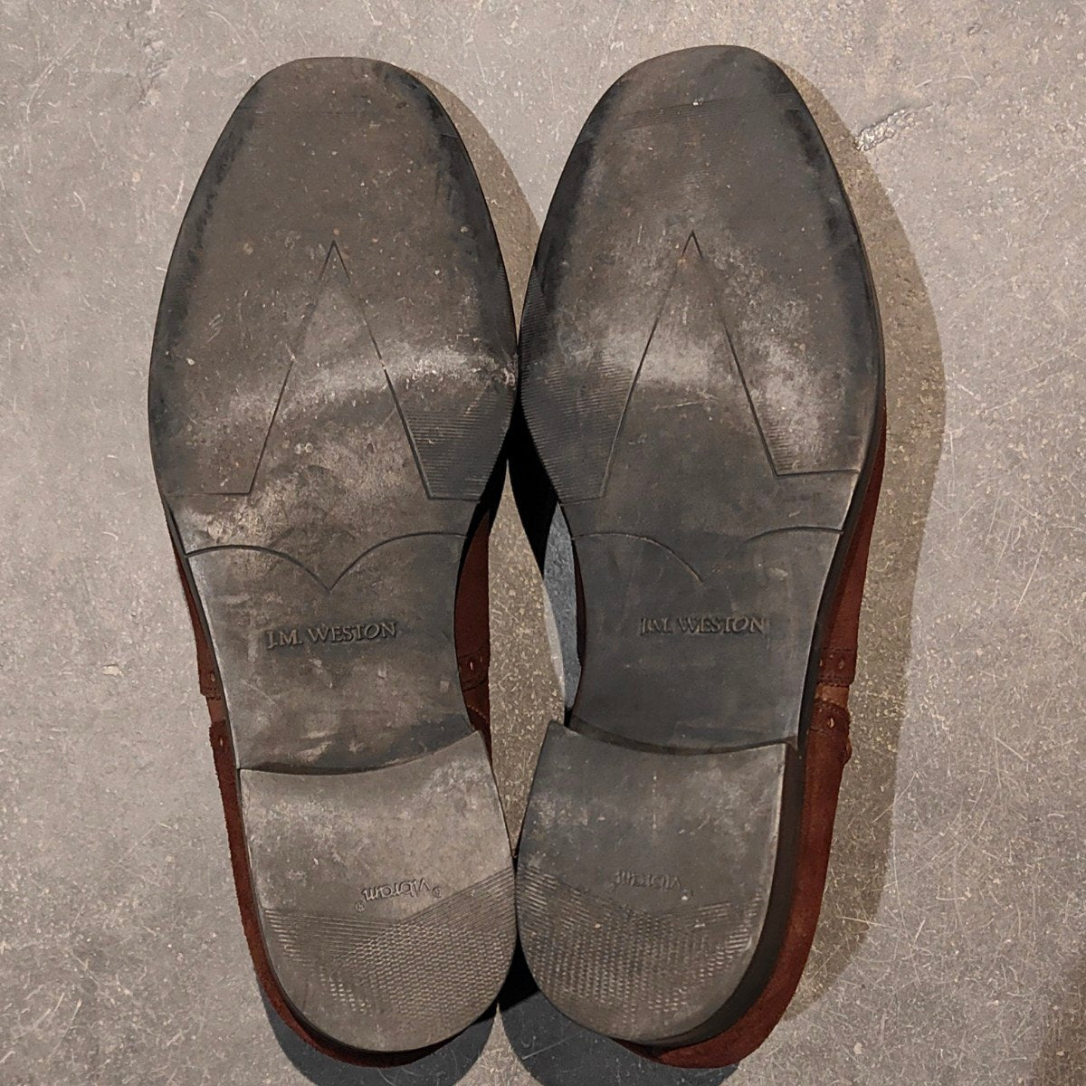 美品【J.M.WESTON】ジェイエムウエストン 310 パターンオーダー セミブローグ スエード ダークブラウン サイズUK8D 11ラスト