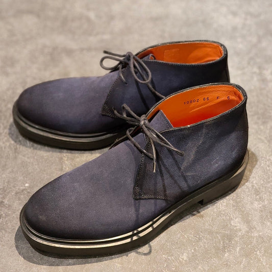 試着程度【santoni】サントーニ チャッカブーツ スエード ネイビー サイズUK6