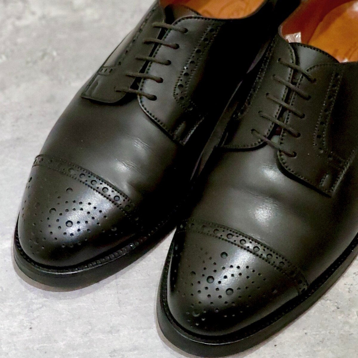 希少 極美品【J.M.WESTON】ジェイエムウエストン 503 セミブローグ 旧旧ロゴ カーフ ブラック サイズ UK6D