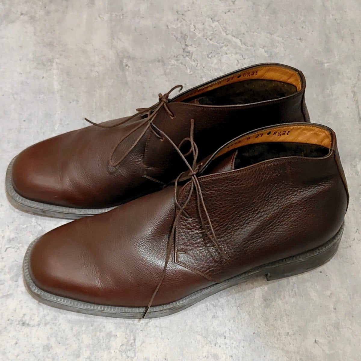 【Salvatore Ferragamo】サルヴァトーレフェラガモ  チャッカブーツ グレインレザー ブラウン サイズUK8.5EE
