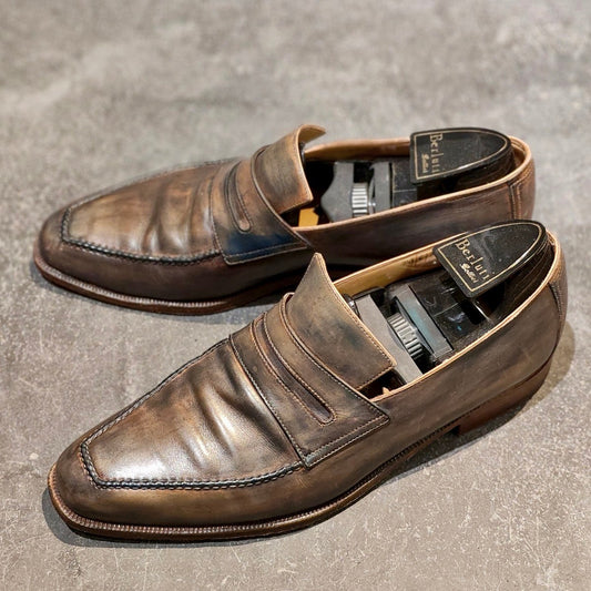 【BERLUTI】ベルルッティ  348 アンディ カーフ パティーヌ ネイビー×ベージュ サイズ UK6