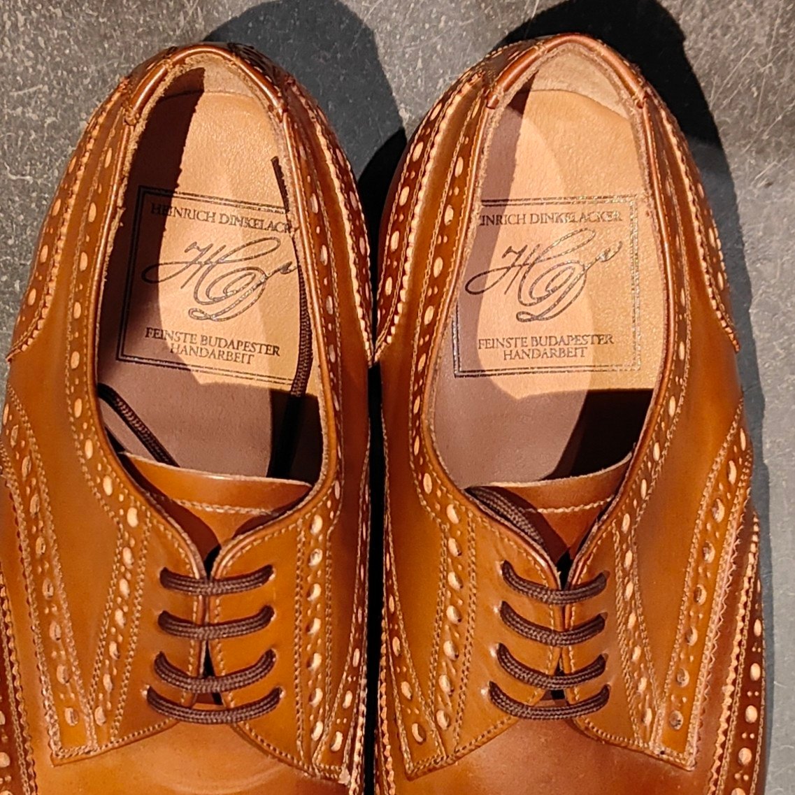 希少 新品未使用【HEINRICH DINKELACKER】ハインリッヒディンケラッカー ウイングチップ コードバン ウイスキー UK6.5 RIOラスト