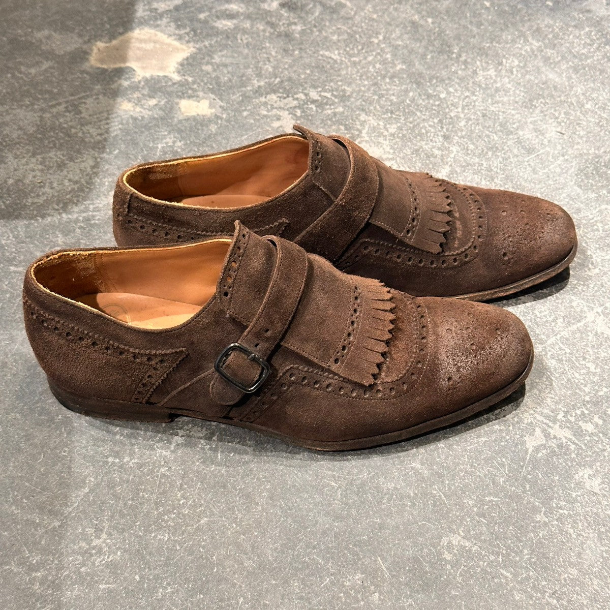 【オンライン限定】【Church's】チャーチ フランプトン シングルモンク スエード ブラウン サイズUK65F 173ラスト