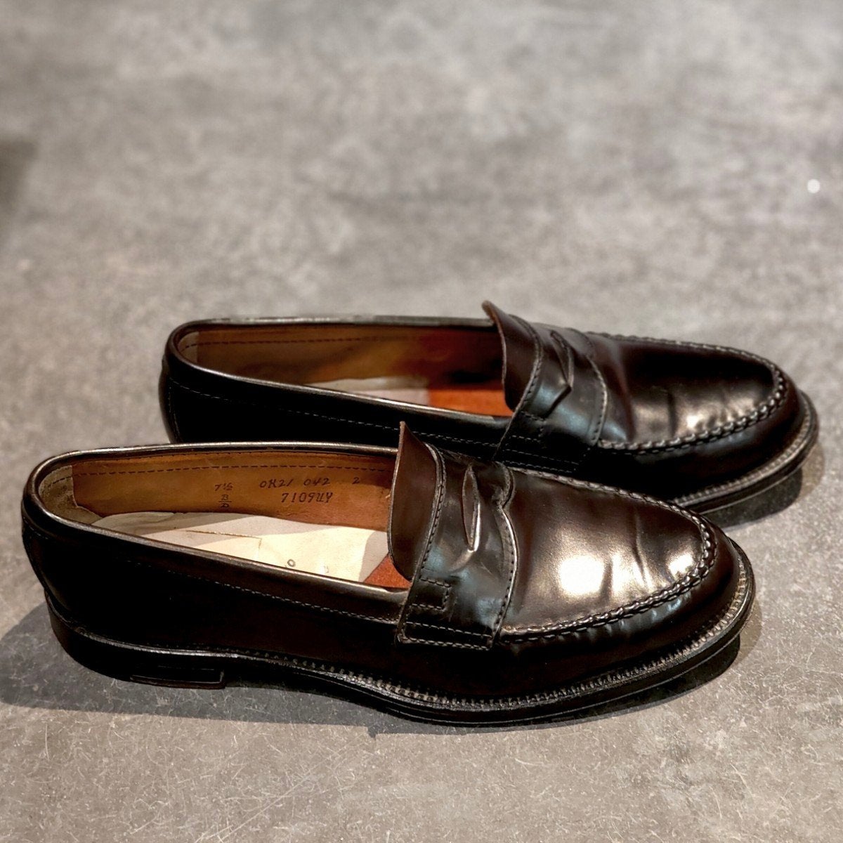 希少【ALDEN】オールデン 7109UY ships別注 20th Anniversary ペニーローファー アンラインド コードバン ブラック サイズ US7.5D バンラスト