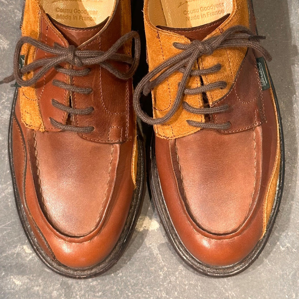 試着程度【Paraboot】パラブーツ×Garance Vallée 90947 シャンボード カーフ×スエード パッチワーク カフェ サイズUK4