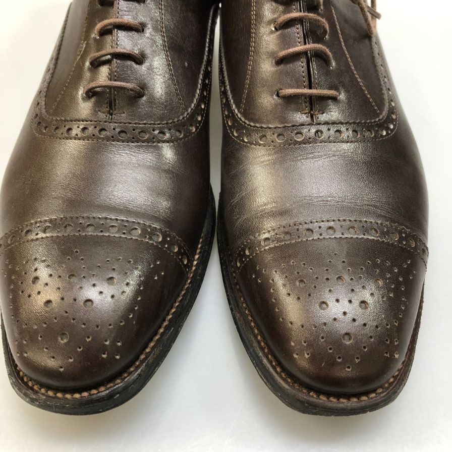 【BARNEYS NEWYORK】バーニーズ ニューヨーク レザーシューズ カーフ レザー ウィングチップ 内羽根 ブラウン メンズ サイズ7 MADISON