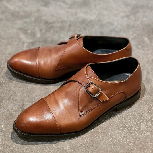 極美品【J.M.WESTON】ジェイエムウエストン 379 シングルモンク カーフ タンブラウン サイズ UKD U3ラスト