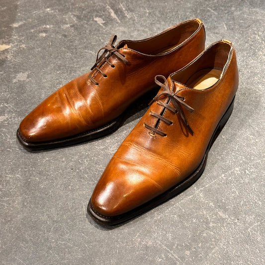 【Stefano Branchini】ステファノブランキーニ 4707 ホールカット プレーントゥ カーフ ブラウン サイズUK6