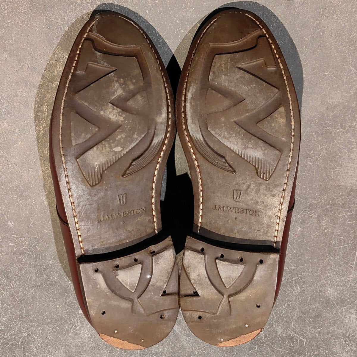 ※クラックあり【J.M.WESTON】ジェイエムウエストン 旧旧ロゴ 598 ハーフハント Uチップ カーフ ブラウン サイズ UK6.5D 22ラスト 参考定価￥176,000-