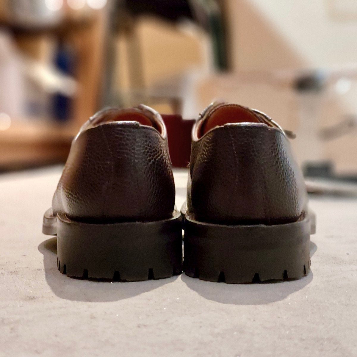 美品【JOSEPH CHEANEY】ジョセフチーニー 4436 マルバーンC プレーントゥ グレインレザー ダークブラウン メンズ サイズUK5.5 4436ラスト