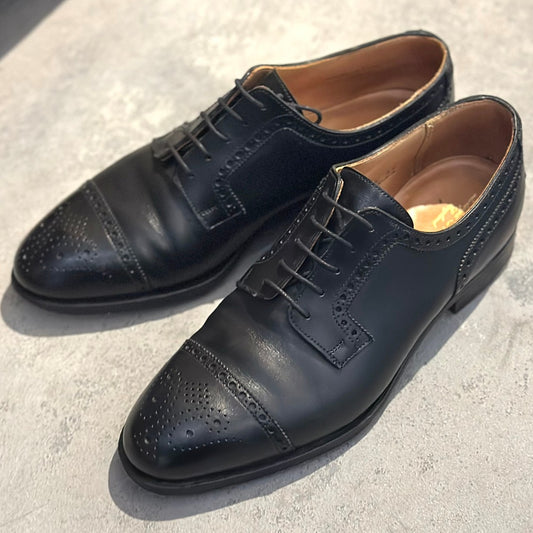 美品【Lloyd Footwear】ロイドフットウェア  セミブローグ BATTERSEA カーフ ブラック サイズ7.5