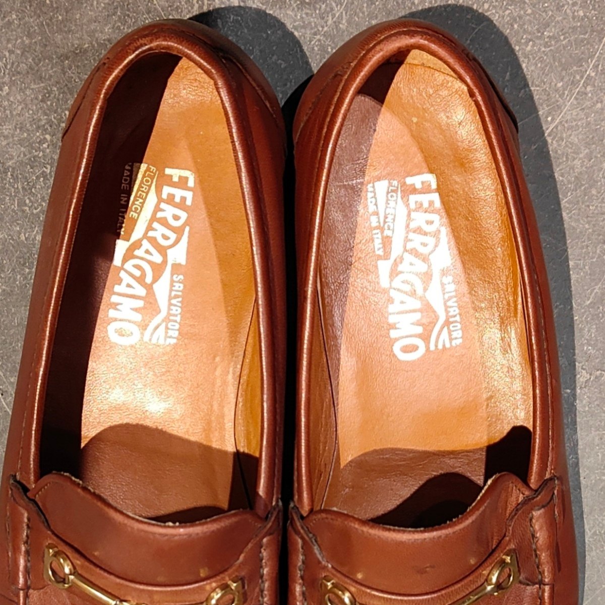 美品【Salvatore Ferragamo】サルバトーレ フェラガモ ビットローファー カーフ ブラウン サイズUK7.5EE
