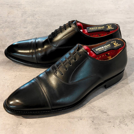 使用数回【SCOTCH GRAIN】スコッチグレイン 946 インペリアルブラック ストレートチップ カーフ  サイズ26 参考定価￥74,800-