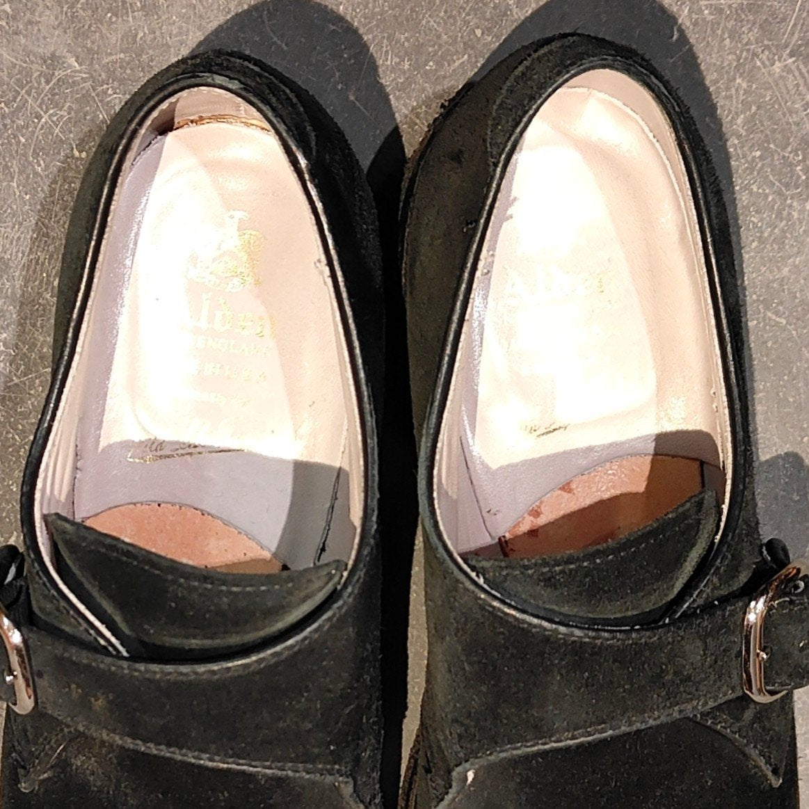 美品【ALDEN】オールデン N0406 ワイルドライフテーラー別注 シングルモンク スエード ブラック サイズ US6D ミリタリーラスト