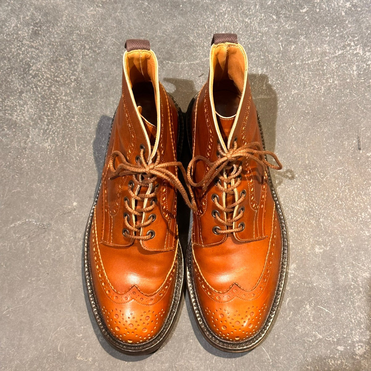 【Tricker's】トリッカーズ モールトン M2508 カントリーブーツ ウイングチップ カーフ ブラウン サイズUK8.5