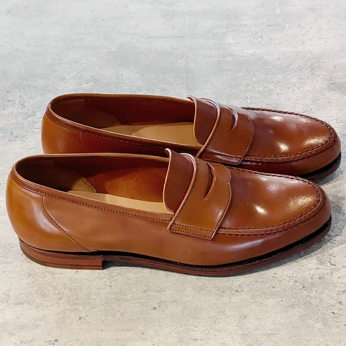 希少 未使用【Crockett&Jones】クロケット&ジョーンズ ユナイテッドアローズ別注 ハーバード コインローファー アンラインド コードバン ウイスキー サイズUK8E 314ラスト