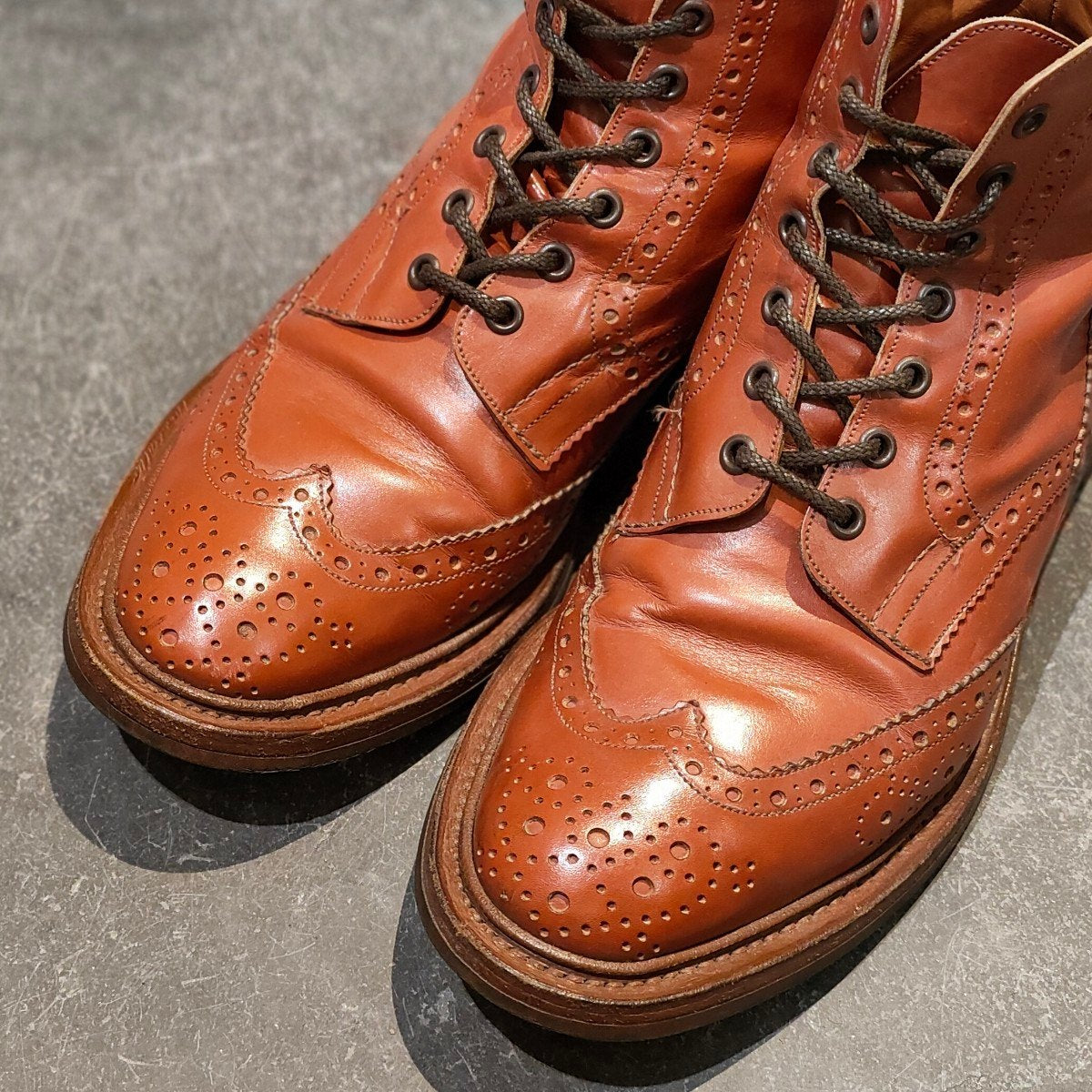 【Tricker’s】トリッカーズ ポールスミス別注 M6178 カントリーブーツ ウイングチップ カーフ マロン サイズUK9 4444ラスト