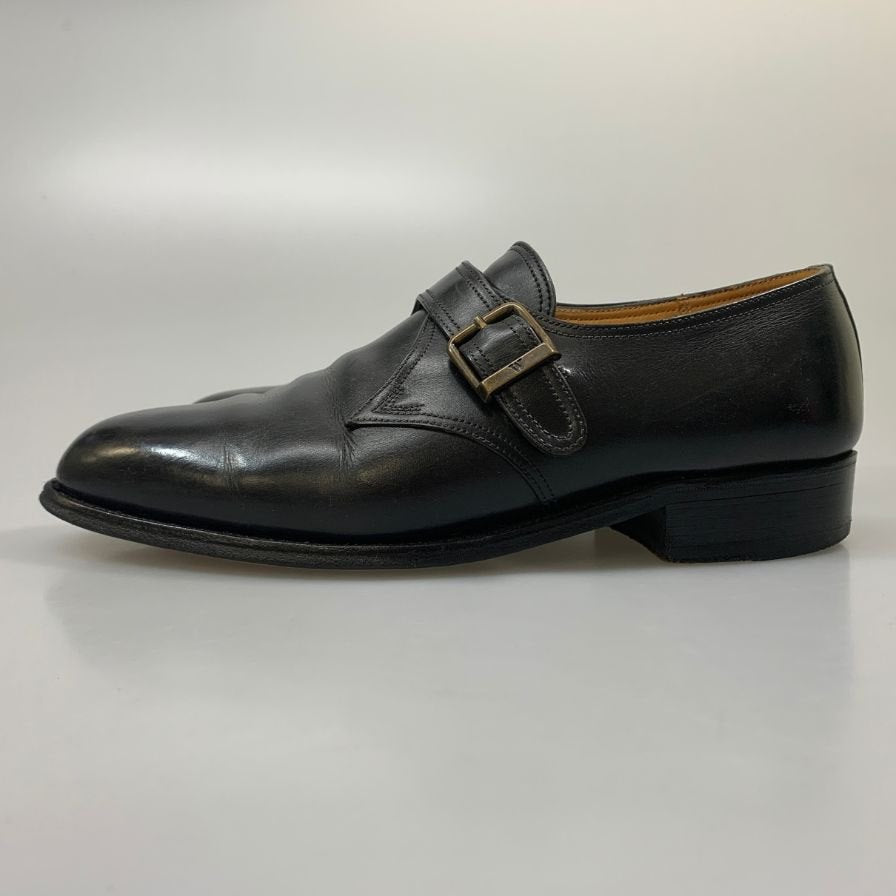 【J.M.WESTON】ジェイエムウエストン ウエストンヴィンテージ レザーシューズ シングルモンク プレーントゥ カーフ ブラック サイズUK7D