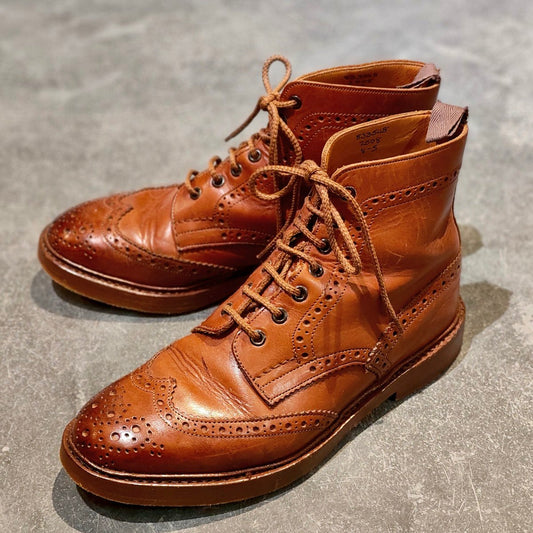 【Tricker’ｓ】トリッカーズ SHIPS別注 2508 ウィングチップ カントリーブーツ カーフ ブラウン サイズUK8