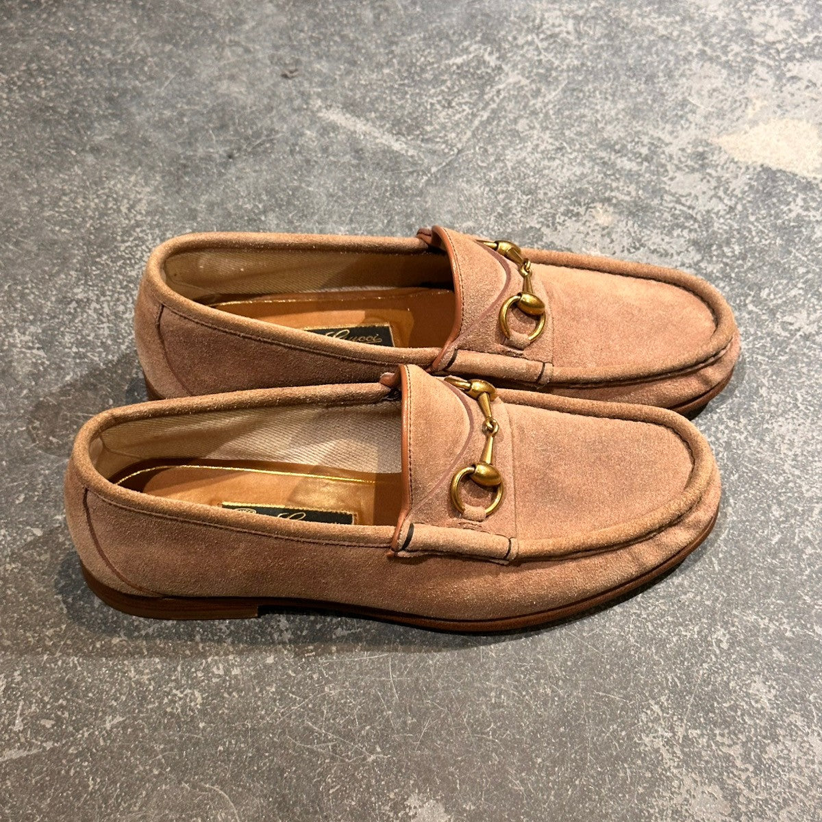 【GUCCI】グッチ ビットローファー スエード ベージュ サイズUK6.5