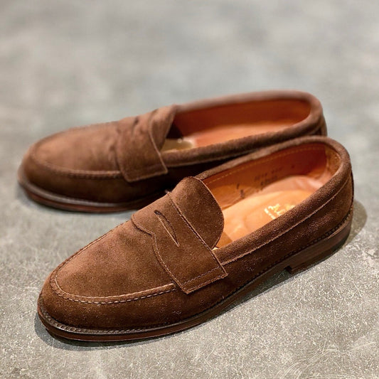 極美品 【ALDEN】オールデン 62457 ペニーローファー スエード アンラインド ブラウン サイズ US8D バンラスト
