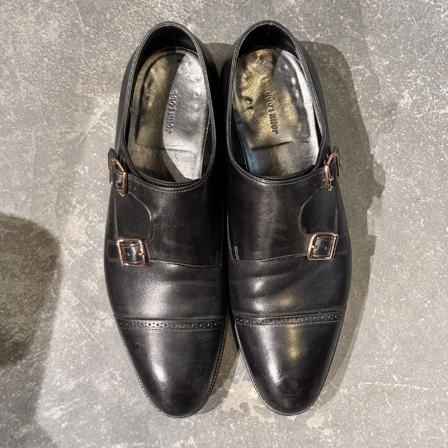 【JOHN LOBB】ジョンロブ レザーシューズ ダブルモンク フィリップ2 ダブルバックル ブラック メンズ サイズUK7.5E