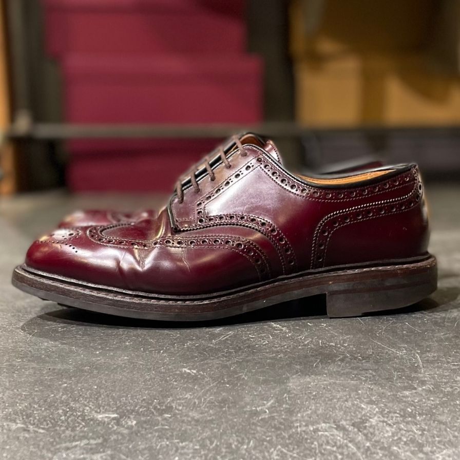 【CROCKETT&JONES】クロケット&ジョーンズ ペンブローク  フルブローグ ガラスレザー バーガンディ サイズ UK6E