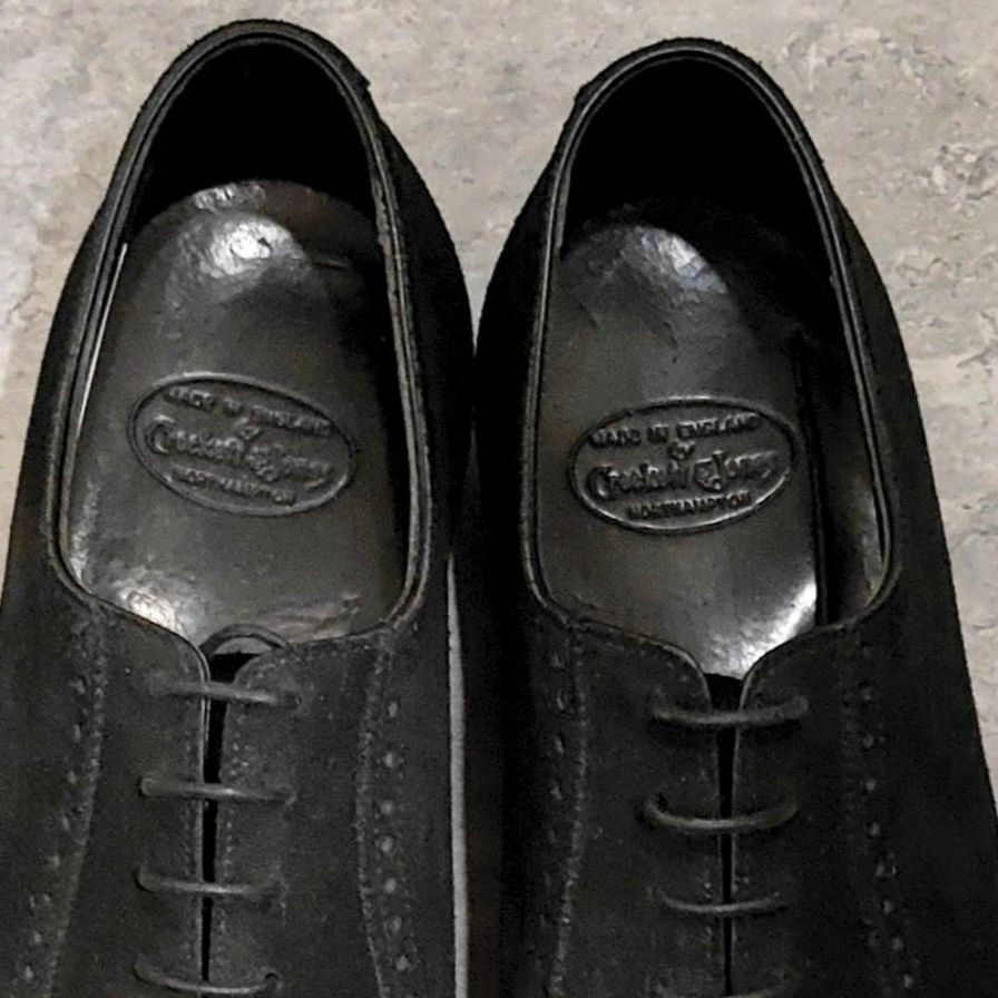 試着程度【CROCKETT&JONES】クロケット＆ジョーンズ  ポールスミス別注 パンチドキャップトゥ アデレード スエード ブラック サイズUK7E